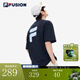 斐樂（FILA）FUSION潮牌情侶多彩短袖T恤2025新款男女短T時尚大logo夏季短袖 A深黑-BK M 170/92A 【寬松版型】