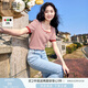 香影條紋t恤女短袖2025夏裝新款顯瘦寬松正肩泡泡袖紅色方領(lǐng)上衣 紅色 X832123  L