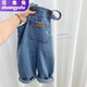 雙魚(yú)兔（SHUAGNYUTU）女童韓版背帶褲春秋裝2025新款寶寶兒童寬松牛仔褲男童休閑長(cháng)褲潮 藍色牛仔背帶褲 80 建議身高-75【可開(kāi)襠】