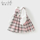 戴維貝拉（DAVE＆BELLA）秋裝新款純棉兒童連衣裙女童格子裙學(xué)院風(fēng)女寶寶裙子小童公主裙 粉灰格【現貨】 120 cm（建議身高110-120cm）