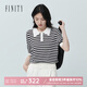 菲妮迪（FINITY）【NATURE系列】FINITY針織衫夏季新款襯衫領(lǐng)條紋上衣女 黑白條 M
