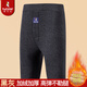啄木鳥(niǎo)冬季男士保暖褲秋褲男加絨加厚打底駝絨保暖彈力打底褲加大碼棉褲 【黑灰】駝絨加厚 3XL 建議140-160斤
