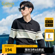 卡賓（CABBEEN）【條紋提花】男裝翻領(lǐng)針織衫2024秋冬新款毛衣舒適潮流街頭 煤黑色01 L /175/50