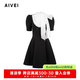 AIVEI欣賀艾薇2025春季甜美淑女宮廷千金蝴蝶結(jié)連衣裙S712202A 黑色 M