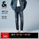杰克·瓊斯（JACK&JONES） 潮流時尚LOGO皮標(biāo)彈力修身水洗貓須舒適百搭牛仔褲男裝225132035