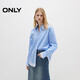 ONLY2025夏季新款寬松翻領(lǐng)條紋拼接假兩件長(cháng)袖襯衫女|125305023 H3E 米莉藍色細條紋 S