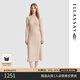 歌力思（ELLASSAY）夏季新款新中式褶皺舒適收腰顯瘦連衣裙女EWU353Y01400 香檳杏 S