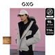 GXG男裝三防面料拼色連帽保暖羽絨服冬 卡其/黑 180/XL