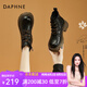 達(dá)芙妮（DAPHNE）馬丁靴女英倫風(fēng)厚底百搭短靴2024新款秋冬季短筒靴加絨女靴 黑色 38 標(biāo)準(zhǔn)碼