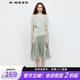 S.DEER圣迪奧女潮流時(shí)尚裝田園風(fēng)圓領(lǐng)碎花泡泡袖吊帶裙套裝S24261402 淺青/46 S 160