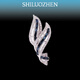 SHILUOZHEN七夕情人節(jié)禮物送女友愛人老婆胸針高檔女奢侈大氣防走光別針胸花 采蘭胸針-白金色【精美禮盒】