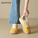 達芙妮黃色德訓鞋女款新款厚底休閑運動(dòng)阿甘復古老爹鞋子 黃色  36 