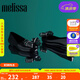 Melissa（梅麗莎）蝴蝶結(jié)圓頭平底時(shí)尚簡約休閑通勤女士單鞋子33633 黑色/銀色 36
