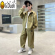 G.DUCKKIDS兒童運(yùn)動套裝男童秋裝2025新款中大童休閑兩件套春秋季男孩衣服 綠色 160 cm
