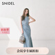 SNIDEL2025春夏新品復(fù)古簡(jiǎn)約圓領(lǐng)無袖魚尾牛仔連衣裙SWFO252079 淺藍(lán) L (2)
