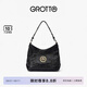 GROTTO個(gè)樂(lè)經(jīng)典黑石hobo包大小號(hào)植鞣綿羊皮腋下單肩斜挎軟包七夕禮物 經(jīng)典黑 金標(biāo)S