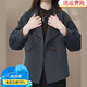 皮爾卡丹（pierre cardin）2024秋冬新款毛呢大衣女短款氣質(zhì)高級感外套小個子大碼中年媽媽 B1779-碳灰色 L 【建議95-110斤】