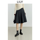 LILY2025秋新款女裝格雷系學(xué)院風(fēng)高腰通勤百褶裙A字半身裙小個(gè)子 509深灰 M