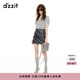 DZZIT地素短袖T恤2024秋季條紋元素復(fù)古摩登上衣女 黑色 XS