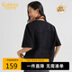 卡賓創(chuàng)意logo火焰T恤25夏季卷邊貼布繡  煤黑色01  L /175/50 