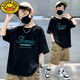 G.DUCKKIDS兒童裝男童t恤短袖2025年夏季新款韓版透氣大童棉質(zhì)半袖男孩上衣 黑色 170 建議身高160-170cm 13-15歲