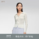 OVV2024春夏新款女裝絲棉混紡經典舒適柔軟長袖針織開衫外套 淺藍（凈色）12 XL