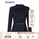 PORTS寶姿秋冬新品女裝縫制針織長袖上衣LL9N076LCF059 丈青混色 XS (2)