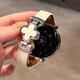 方哲品牌原裝適用華為Watch5手表表帶gt5pro四葉草磁吸扣GT6皮質(zhì)watch4Pro新款高級感真皮女士時(shí)尚腕帶 米白色銀扣 華為GT6/GT5【41MM表盤(pán)】18mm