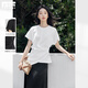 對白時髦不規(guī)則空氣層T恤女2025夏季新款蝙蝠袖收腰顯瘦短袖上衣 月光白 L