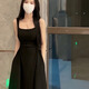 粉媚夢(mèng)黑色裙子女新品連衣裙夏季衣服女裝2025新款吊帶裙純欲長(zhǎng)裙穿搭 黑色吊帶收腰連衣裙 L 【建議115-130斤】