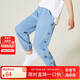 ASK JUNIOR女童褲子2025夏中大童長(zhǎng)褲時(shí)尚印花柔軟兒童牛仔褲 藍(lán)色 150