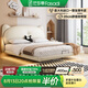 法莎蒂國(guó)家補(bǔ)貼現(xiàn)代簡(jiǎn)約貓耳床真皮懸浮床床1.2米床粉色公主床床 頭層牛皮單床+7星羊絨床墊+單柜 (旗艦版20cm排骨架)1.8*2m懸浮