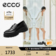 愛步（ECCO）厚底樂福鞋女倪妮同款英倫風(fēng)一腳蹬厚底增高牛皮女鞋 蹤跡220723 黑色22072301001 38 （尺碼偏?。? title=