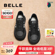 百麗（Belle）貝殼頭厚底德訓(xùn)板鞋2025春新女鞋運動休閑小白鞋D2A1DAM5 黑色 36 (230mm)