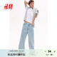 H&M女裝T恤2025夏季新款寬松圓領簡約柔軟汗布棉質(zhì)短袖上衣0963662 白色139 M 165/96