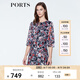 PORTS寶姿  春夏新品女裝優(yōu)雅印花系帶連衣裙A字裙LN8D134HPP027 黑色印花 M (6)