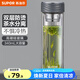 蘇泊爾（SUPOR） 雙層玻璃杯男女士家用商務(wù)泡茶車載水杯隔熱茶杯透明杯子 灰黑色 340ML