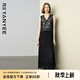 顏域V領收腰背心連衣裙女2025夏季新款高級感氣質(zhì)假兩件無袖長裙 黑色 L