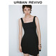 UR2025秋季新款女裝摩登氣質(zhì)經(jīng)典黑色方領(lǐng)連衣裙UYV750063