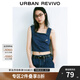 UR2025夏季新款女裝復(fù)古休閑球拍裝飾牛仔襯衫UYU850063 藍(lán)色 (偏短) S