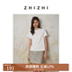 致知ZHIZHI 天寧樂 咖色圓領(lǐng)短袖T恤女25春季新款運(yùn)動休閑顯瘦雙面布 雅白 S