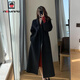 AEMAPE 毛呢大衣女中長款2025春秋冬季新款時(shí)尚氣質(zhì)女裝加厚外套 黑色常規(guī)款 M