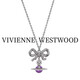 VVIENNE WESTLOCK【英國代購】西太后正品土星項鏈Octavie鑲鉆蝴蝶結吊墜鎖骨鏈女 銀紫色