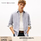 TOMMY HILFIGER25新款秋冬男裝純棉休閑通勤小繡標(biāo)條紋長袖襯衫外套40471 灰藍(lán)白條紋0A4 M （推薦：135-150斤）