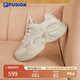 FILA FUSION斐樂潮牌女鞋休閑鞋秋季厚底運動鞋BUBBLE 燕麥色/樺樹棕-OB 37.5