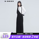 sdeer圣迪奧秋季女裝休閑時尚微彈常規(guī)長褲通勤自然腰個性純色闊腿背帶褲S20380816 黑色/91 M 165