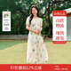 茵曼（INMAN）夏季植物碎花印花全棉女裝圓領(lǐng)連衣裙百搭裙子  杏色-連衣裙  M