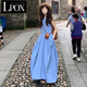 LPOX藍色無袖背心連衣裙女夏季2025新款海邊度假法式氣質超好看長裙 藍色無袖連衣裙 原版 M 建議90-105斤