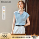 Olrain歐芮兒POLO領(lǐng)針織衫女裝春夏2025新款寬松氣質(zhì)休閑上衣 藍(lán)色 L