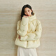 太平鳥(niǎo)【泡芙系列】寬松羽絨服女面包服25新款短款白鴨絨連帽外套 黃色 M 160